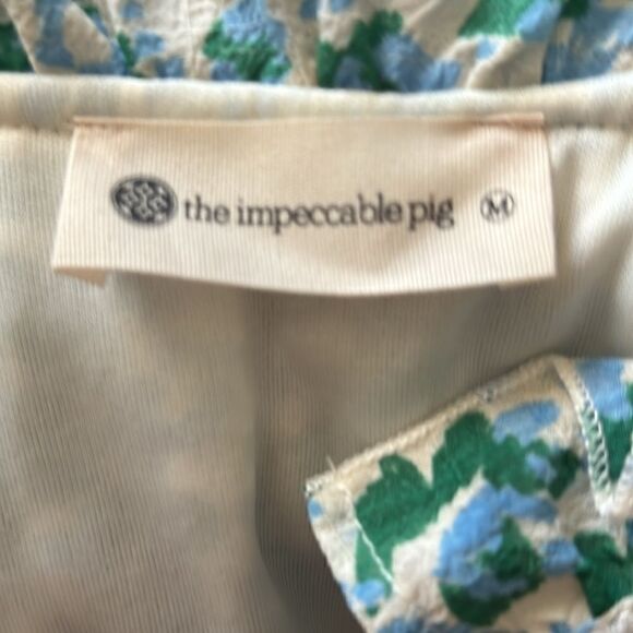The Impeccable pig Catch Their Eye Green Ditsy Floral Dress Size M/ Pristine - Picture 6 of 11